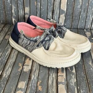 Hey Dude Wendy Sox Funk Navy Multi Womens Sz 8 Casual Low Slip On Loafers Shoes